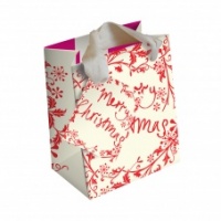 Caroline Gardner Petite Christmas Gift Bag Red Wreath
